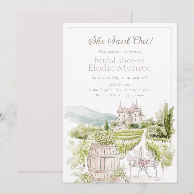 Convite Elegante Castelo Provençal Francês Casamento Count (Frente/Verso)