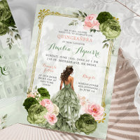 Elegante Castelo Real Blush Pink Sage Verde 15 Año