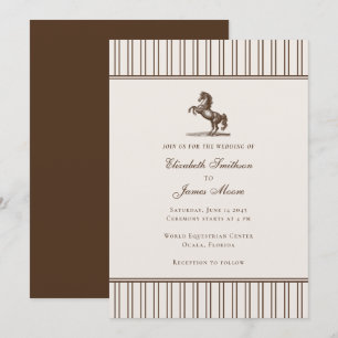 Convite Elegante Cavalo com Listras Finas Casamento Equest