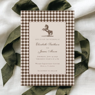 Convite Elegante Cavalo de Dinheiro Antigo Casamento Eques