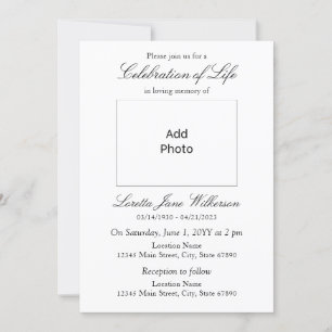 Convite Elegante Celebração da Vida Adicionar Foto