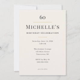 Convite Elegante Celebração de 60 Anos Minimalista