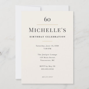 Convite Elegante Celebração de 60 Anos Minimalista
