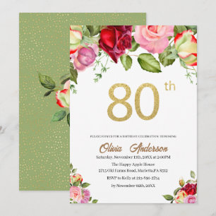 Convite Elegante Celebração de 80 Anos de Nascimento Aquar