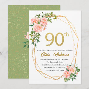 Convite Elegante Celebração de 90 Anos de Nascimento Aquar