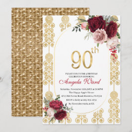 Convite Elegante celebração de aniversário floral brilho