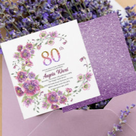 Convite Elegante celebração de aniversário floral brilho