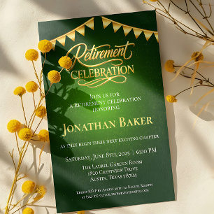 Convite Elegante Celebração de Aposentadoria com Bunting D
