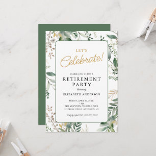 Convite Elegante Celebração de Aposentadoria com Verdura