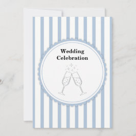 Convite Elegante Celebração de Casamento com Listras Azuis