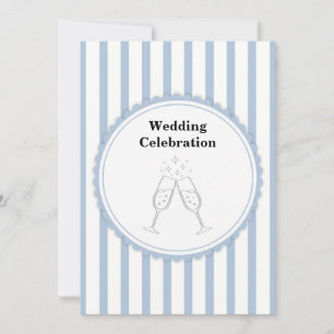 Convite Elegante Celebração de Casamento com Listras Azuis