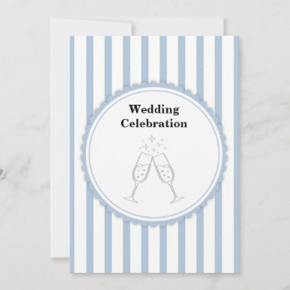 Convite Elegante Celebração de Casamento com Listras Azuis