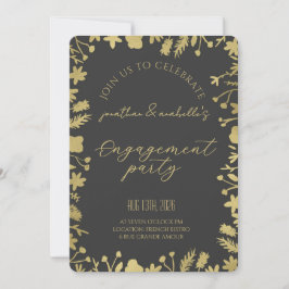 Convite Elegante Celebração de Engajamento de Flor de Aqua