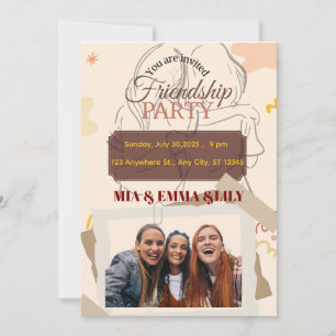 Convite Elegante Celebração de Festa de Amizade com Foto
