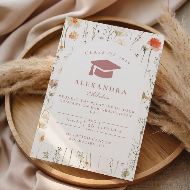 Convite Elegante Celebração de Formatura com Flores Silves (Criador carregado)