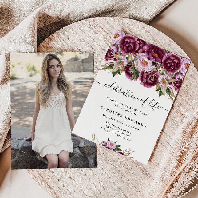 Convite Elegante Celebração De Foto Roxo Do Memorial Da Vi (Criador carregado)