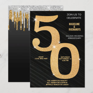 Convite Elegante Celebração do 50º Aniversário de Ouro