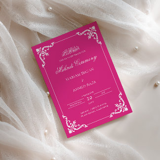 Convite Elegante Cerimônia de Mehndi Rosa Antigo Branco