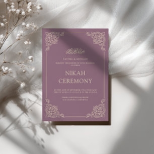 Convite Elegante Cerimônia de Nikah em Barroco Roxo Poeire