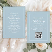 Elegante Céu Azul Empoeirado Branco Código QR Casa