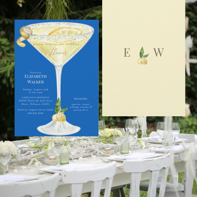 Convite Elegante Chá de casamento de Limoncello Azul de Sa (Criador carregado)