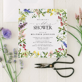 Convite Elegante Chá de casamento Floral de Flor Selvagem
