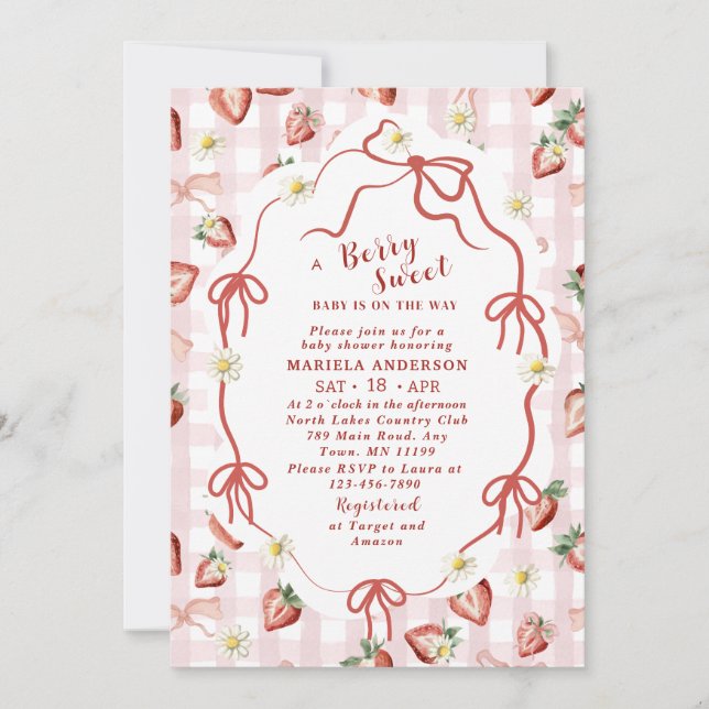 Convite Elegante Chá de fraldas De Garota De Moranho De Ág (Frente)