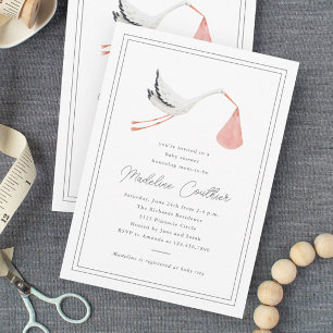 Convite Elegante Chá de fraldas de Garotas de Tempestade D