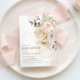 Convite Elegante Chá de fraldas Floral Eucalyptus