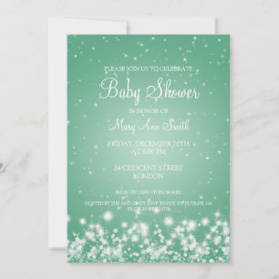 Convite Elegante Chá de fraldas Inverno Sparkle Mint