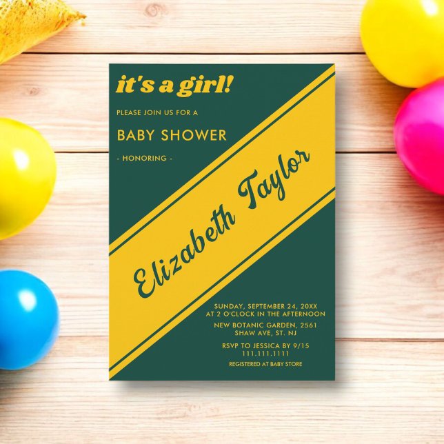 Convite Elegante Chá de fraldas Verde E Dourado De Luxo (Criador carregado)