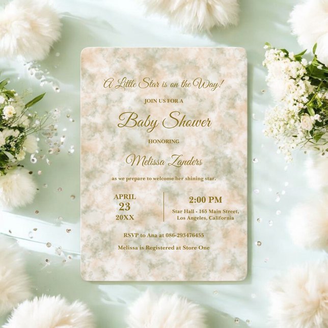 Convite Elegante Chá de fraldas Verde e Terracotta (Criador carregado)