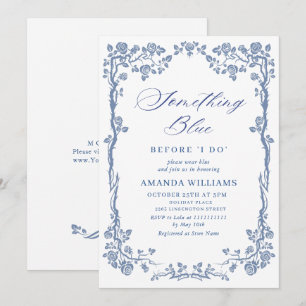 Convite Elegante CHÁ DE PANELA Azul de Jardim Francês