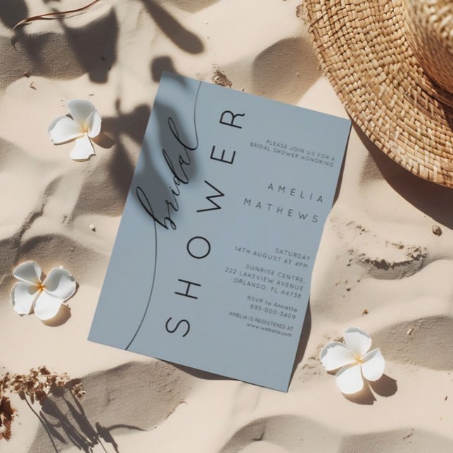 Convite Elegante Chá de panela Azul Dusty (Criador carregado)