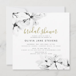 Convite Elegante Chá de panela Clássico de Magnolias Flora