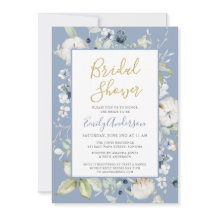 Elegante Chá de panela de flores selvagens azuis