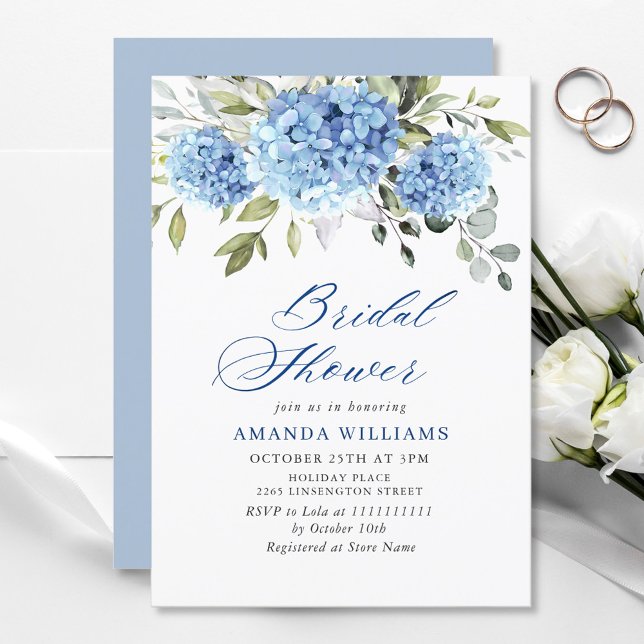 Convite Elegante CHÁ DE PANELA de Hydrangea Azul (Criador carregado)