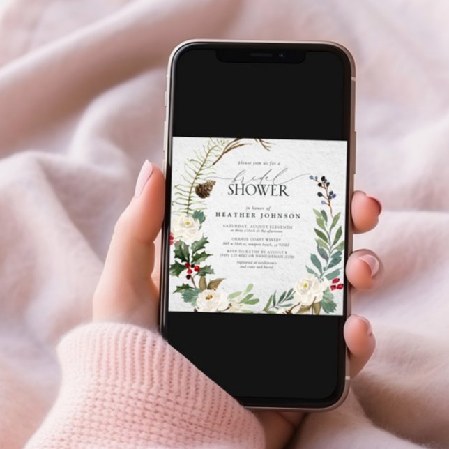 Convite Elegante Chá de panela de inverno em verde (Criador carregado)