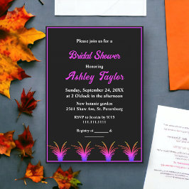 Convite Elegante Chá de panela de queda de neão branco bra