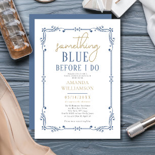 Convite Elegante - Chá de panela de Script Azul
