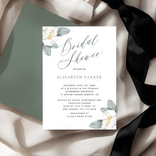 Convite Elegante chá de panela floral de aquarela moderna