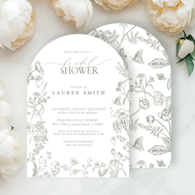 Convite Elegante Chá de panela Floral Verde Vitoriano (Criador carregado)