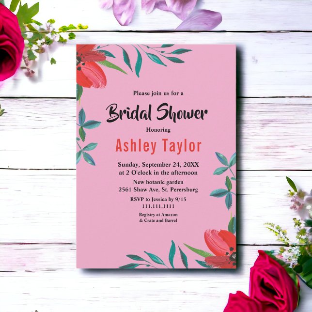 Convite Elegante Chá de panela Inverso Romântico Rosa (Criador carregado)