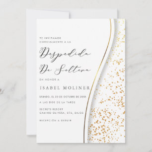 Convite Elegante Chá de panela Romântico Dourado Espanhol