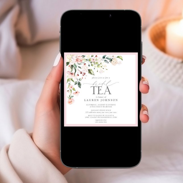 Convite Elegante Chá rosa-de-chá-chocante-chocante (Criador carregado)