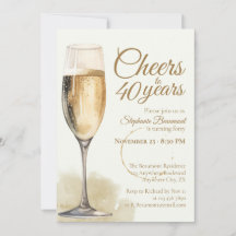 Elegante Champanhe Moderna Aniversário de 40 anos