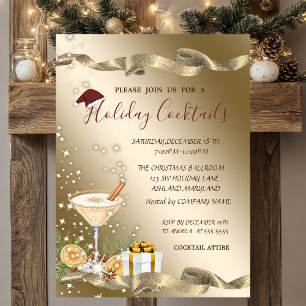 Convite Elegante, Chapéu de Papai Noel, Coquetel de Natal