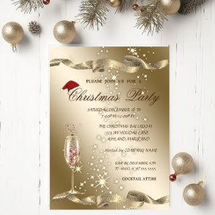 Convite Elegante, Chapéu de Papai Noel, Festa de Natal com