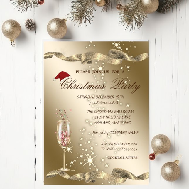 Convite Elegante, Chapéu de Papai Noel, Festa de Natal com (Criador carregado)