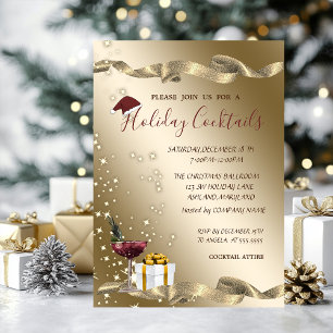 Convite Elegante,Chapéu de Papai Noel,Natal de Cocktail